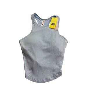 All In Motion Womens Cropped Tank Top Size XS Light Blue Ribbed Racerback New
